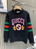 American college style retro round neck sweater