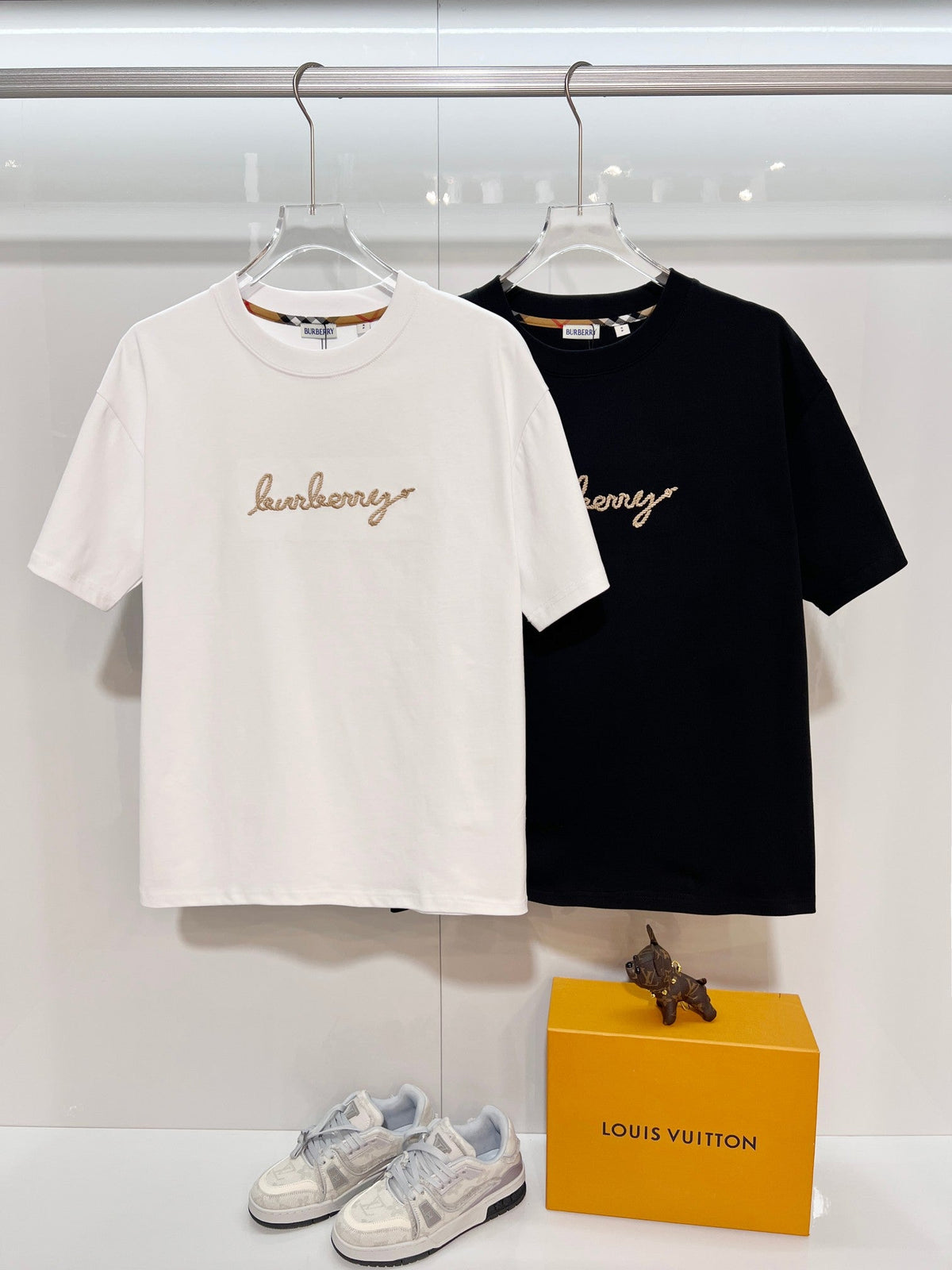 Front hemp rope embroidered letter logo short sleeved shirt
