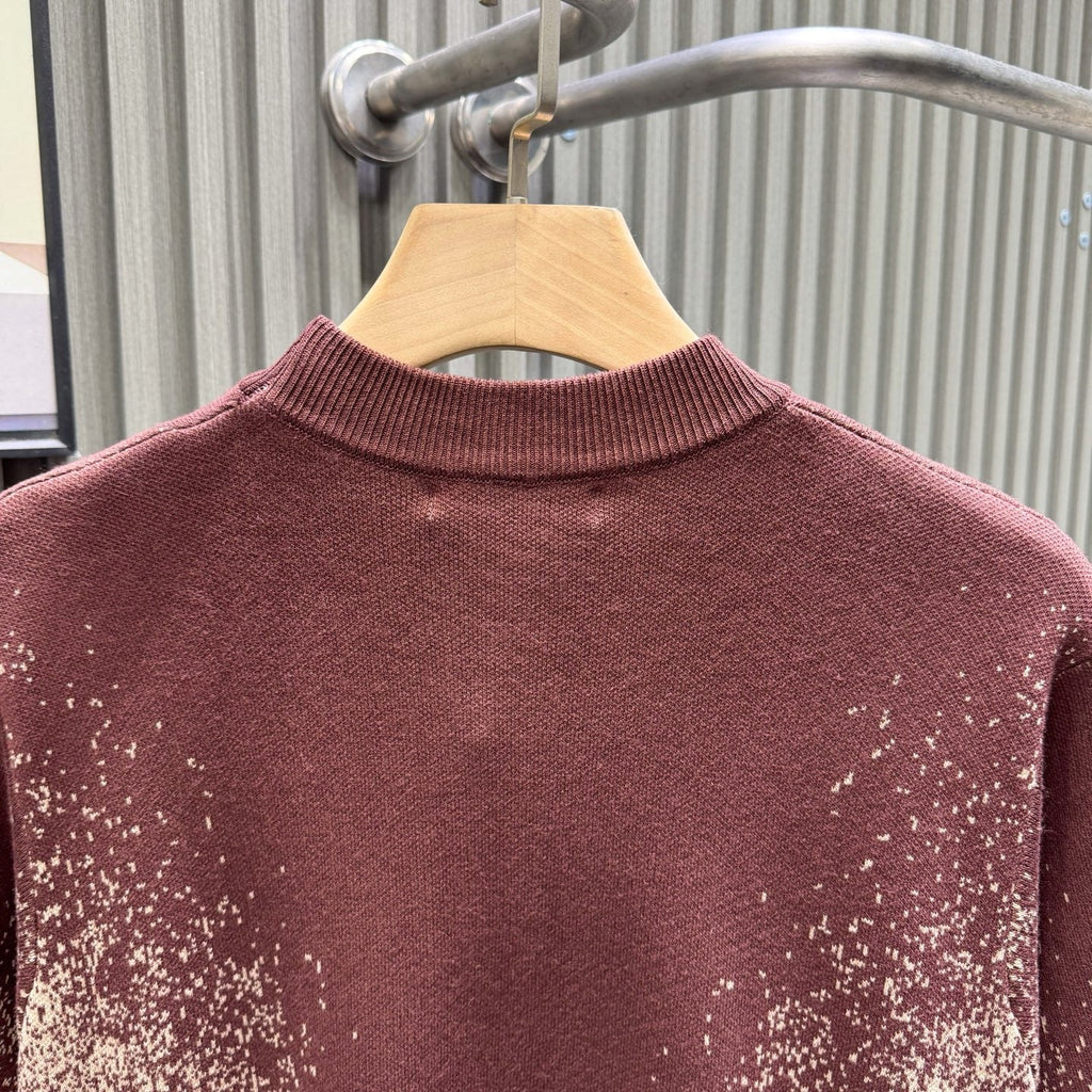 Letter dark jacquard gradient knitted shirt short sleeved