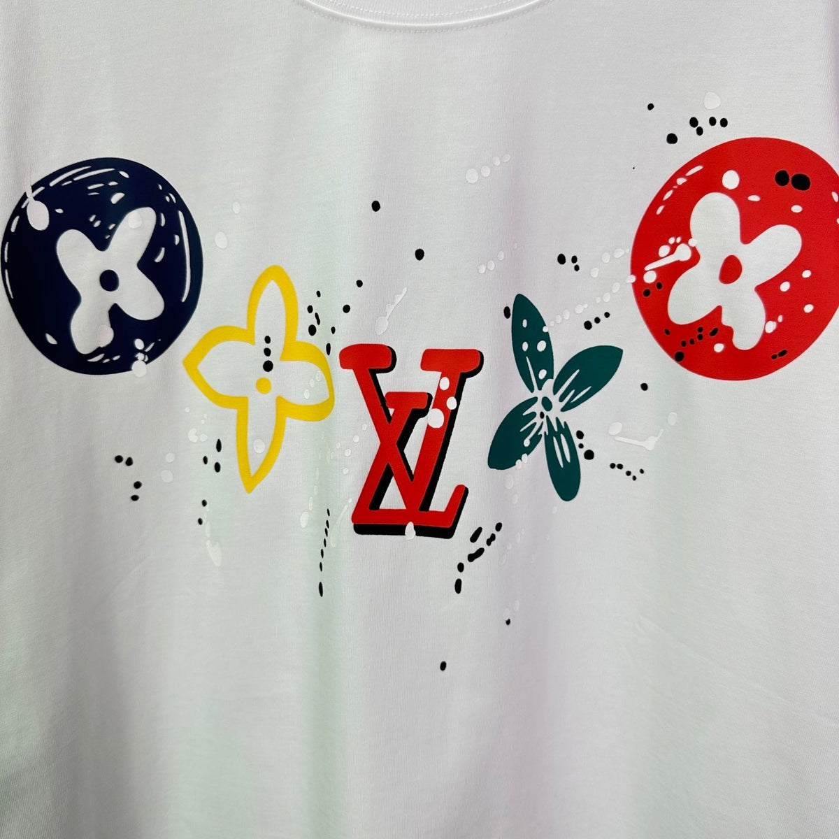 New splashed ink color logo couple's short sleeved T-shirt