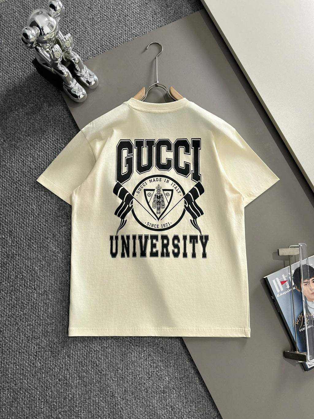 Back plush letter logo short sleeved t-shirt