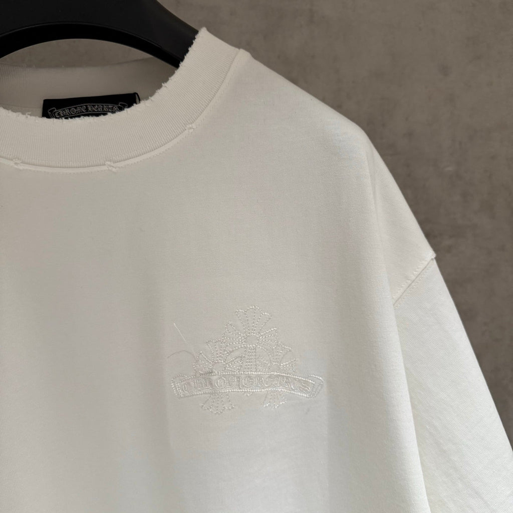 Embroidered T-shirt with front and back panels