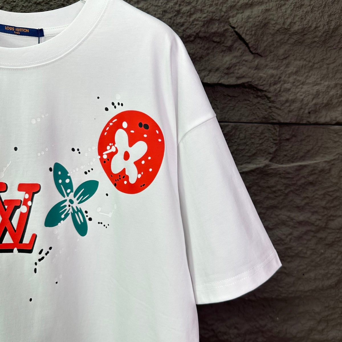 New splashed ink color logo couple's short sleeved T-shirt