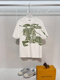 Front 3D printed horse offset letter round neck T-shirt