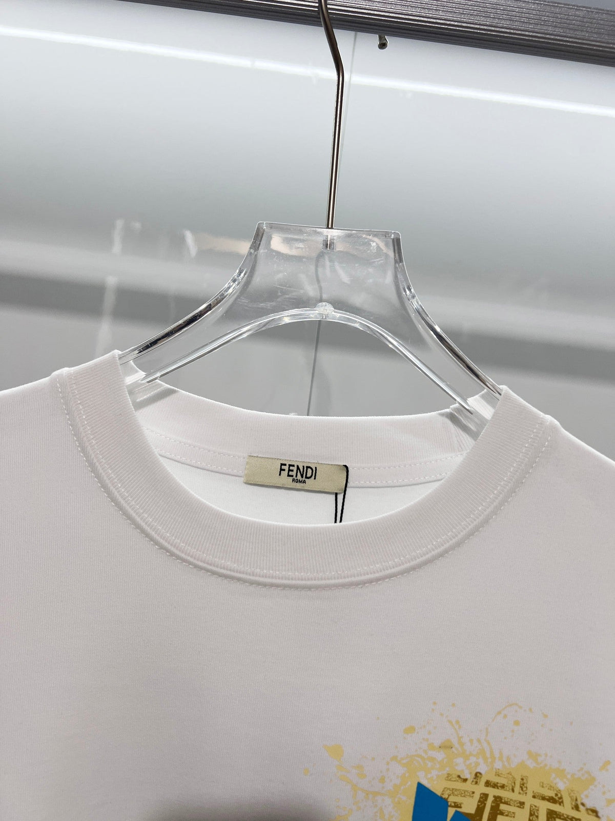 Little Monster Eye Foam Suede Offset Letter Round Neck T-shirt