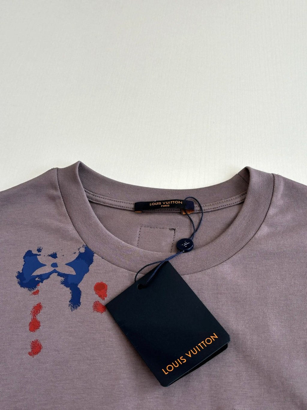 Hand drawn ink splatter printed round neck short sleeved T-shirt