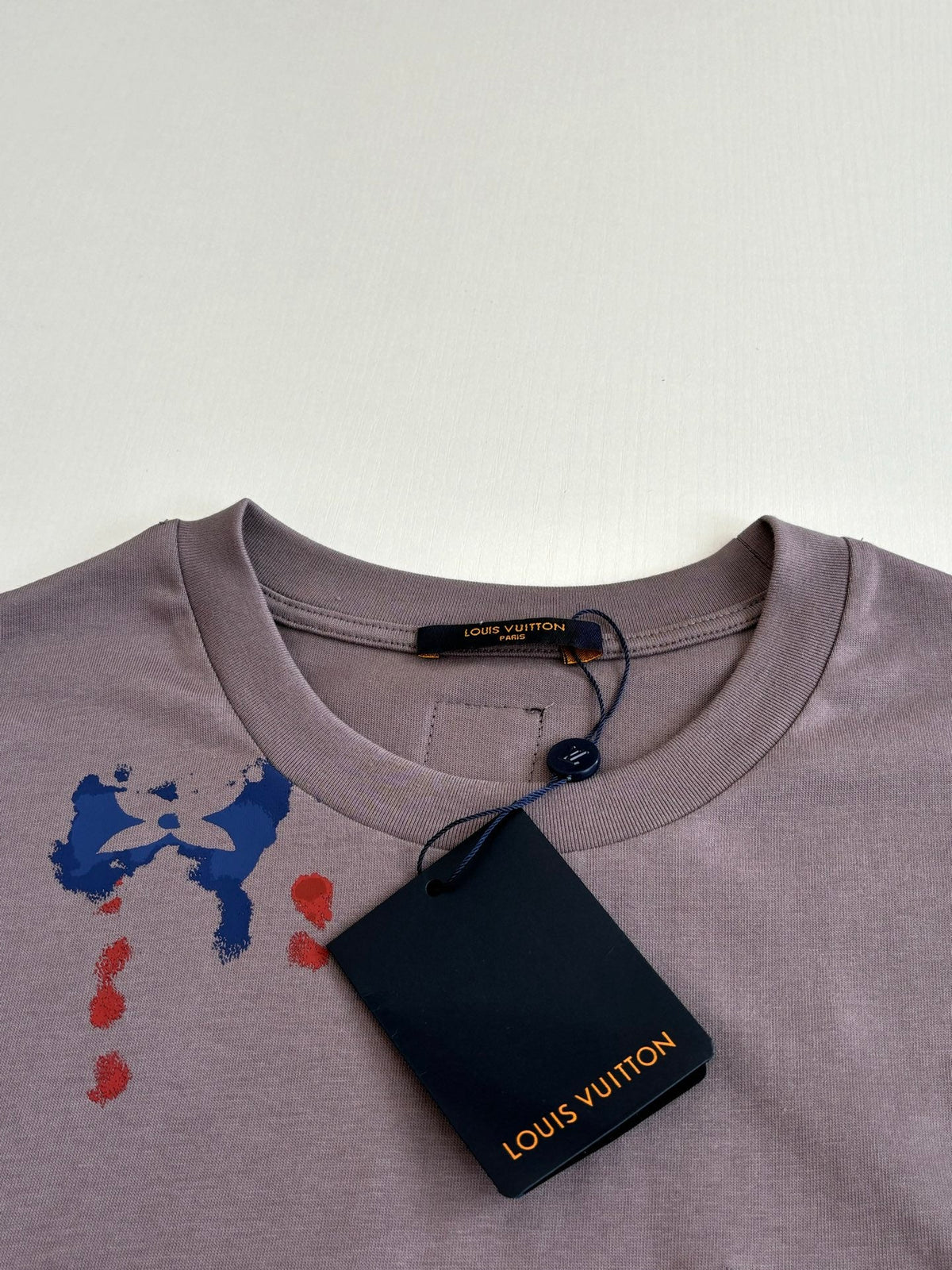 Hand drawn ink splatter printed round neck short sleeved T-shirt