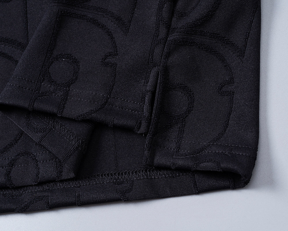 Knitted jacquard fabric lapel T-shirt