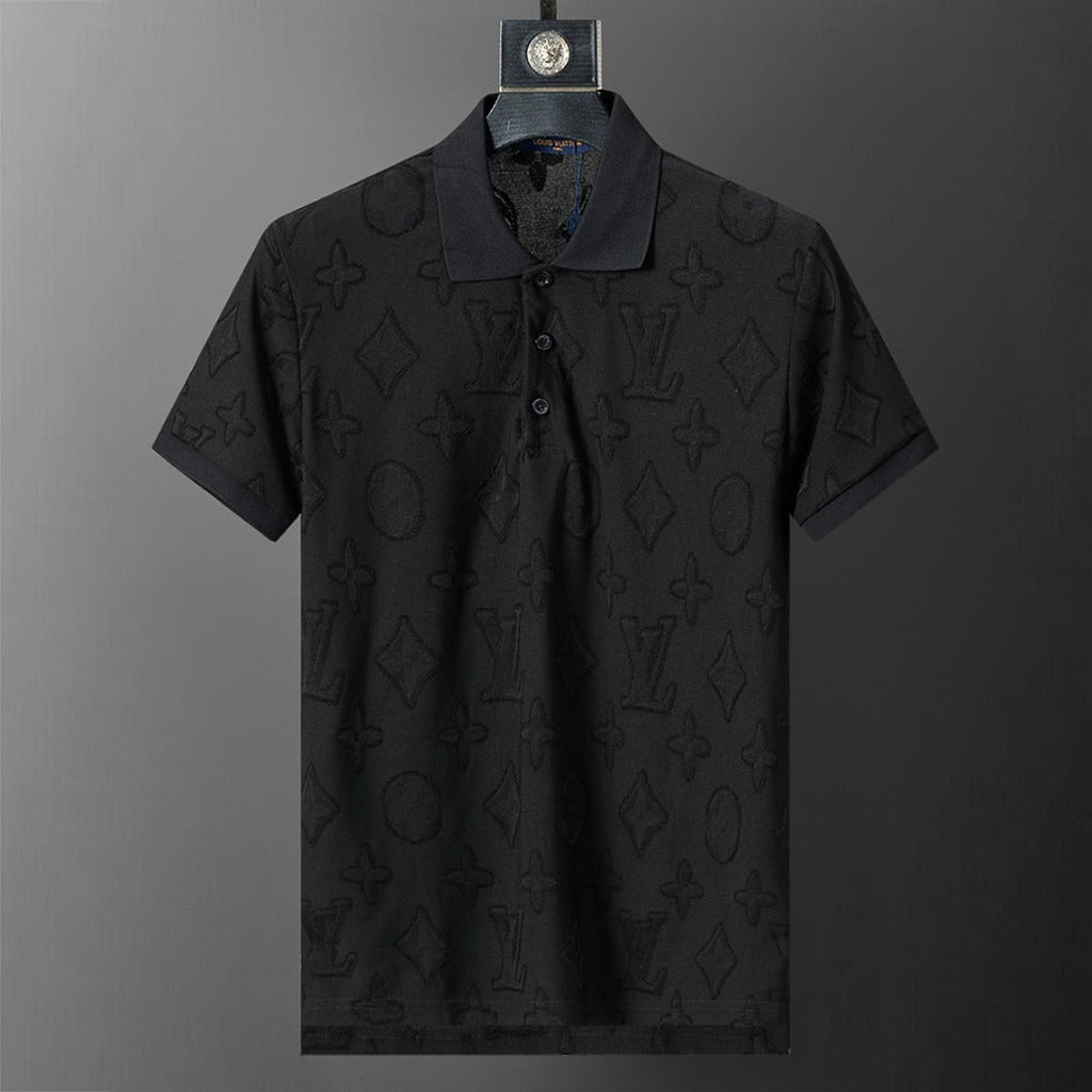 Knitted jacquard fabric lapel T-shirt