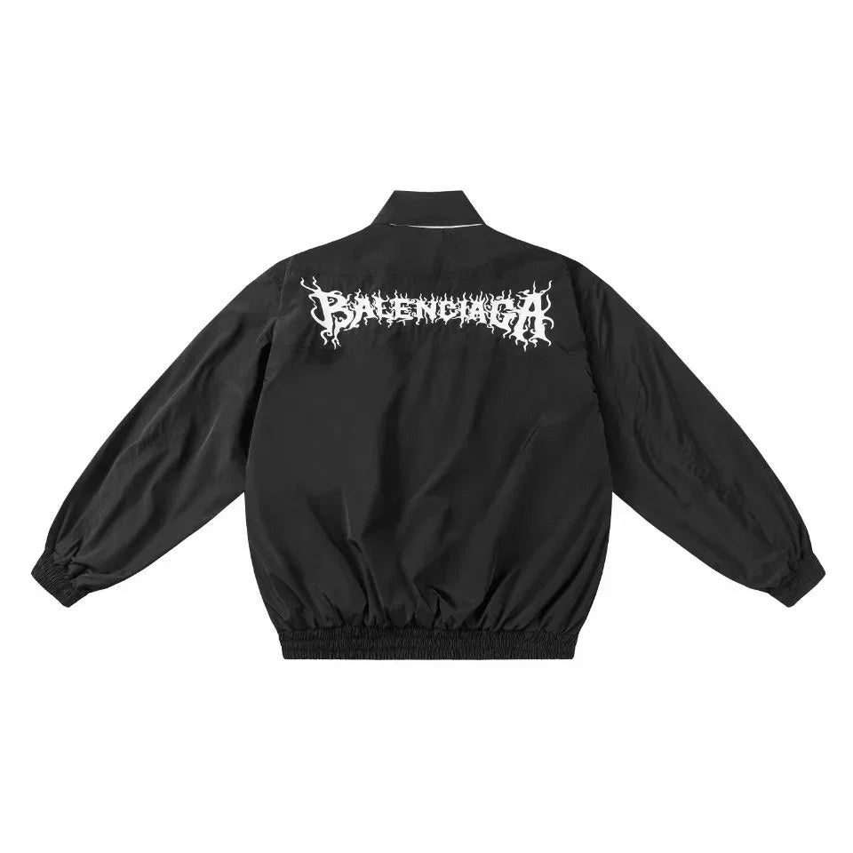 Flame Embroidered Windbreaker Jacket