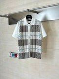 Plaid jacquard knitted short sleeved shirt