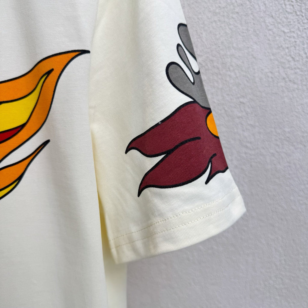 Flame printed round neck short sleeved shirt