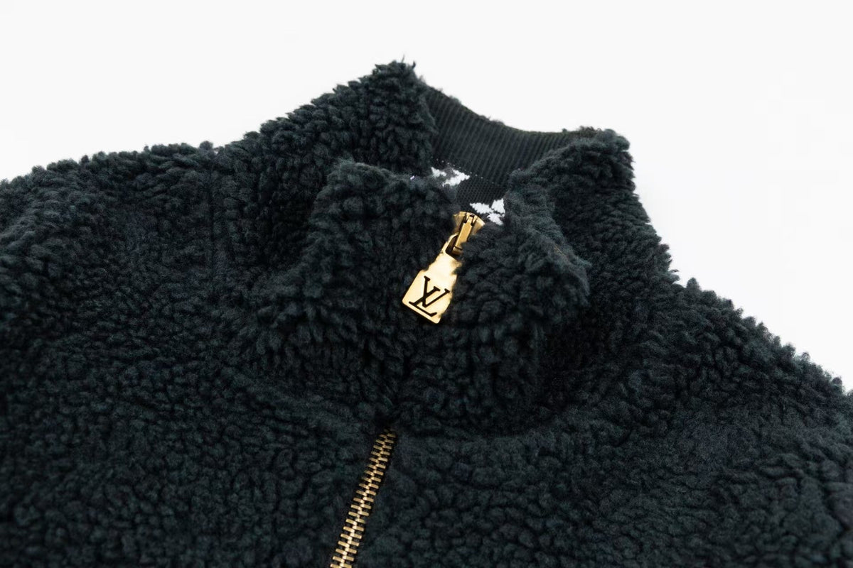 Sheep wool blended suede waistband jacket