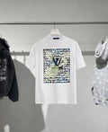 Chest sticker printed logo round neck short sleeved T-shirt 1