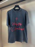 Valentine's Day Hay Love Printed Short Sleeves