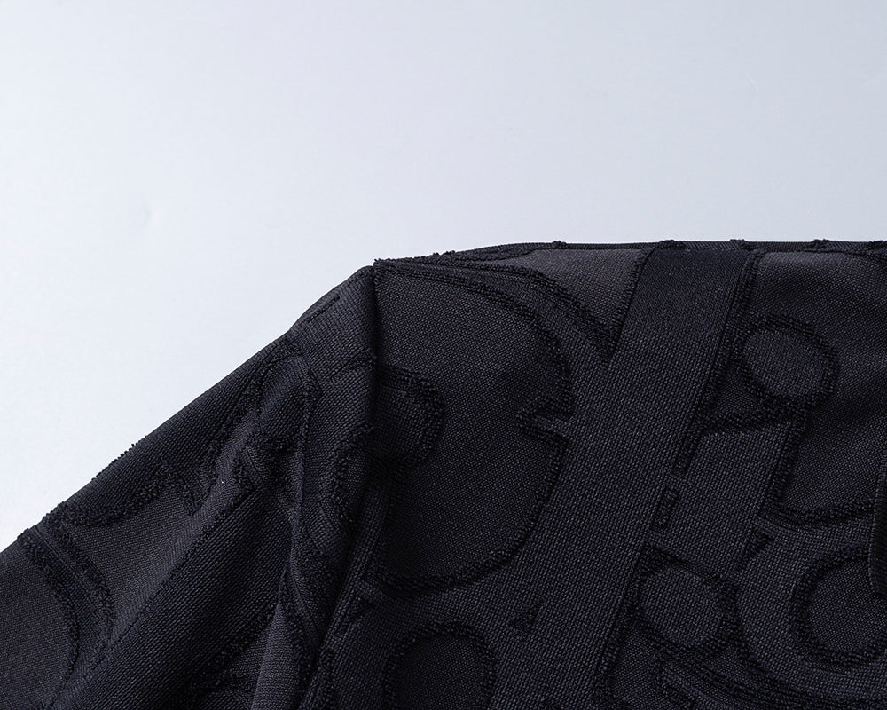 Knitted jacquard fabric lapel T-shirt