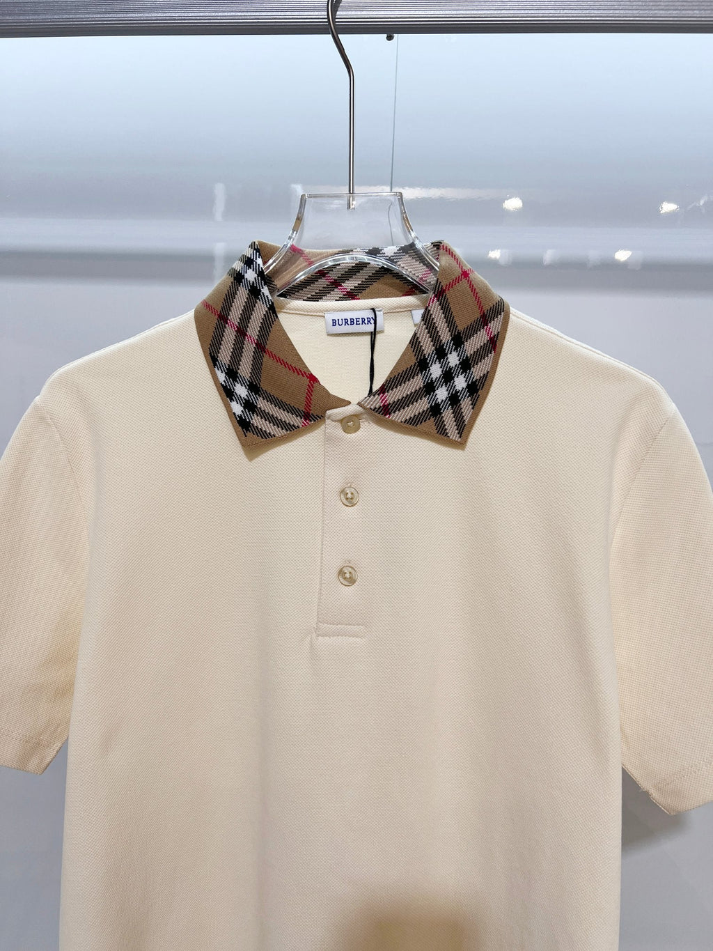 Color blocked flat collar classic plaid collar letter polo shirt