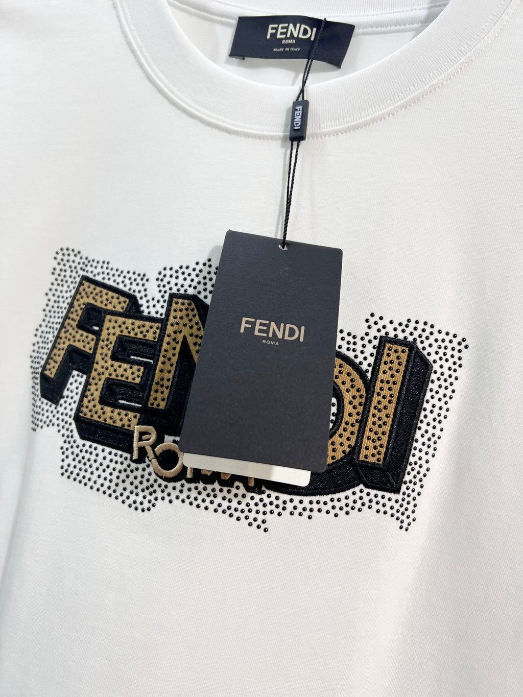 New three-dimensional hot bead heavy embroidery letter short sleeved shirt