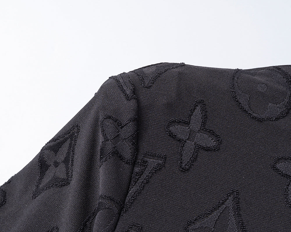 Knitted jacquard fabric lapel T-shirt