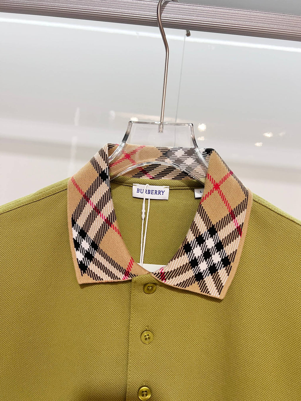 Color blocked flat collar classic plaid collar letter polo shirt