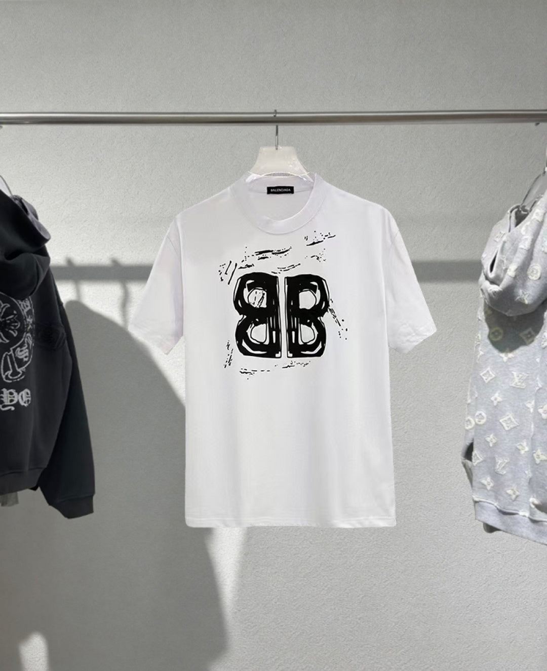 Chest sticker printed logo round neck short sleeved T-shirt 6