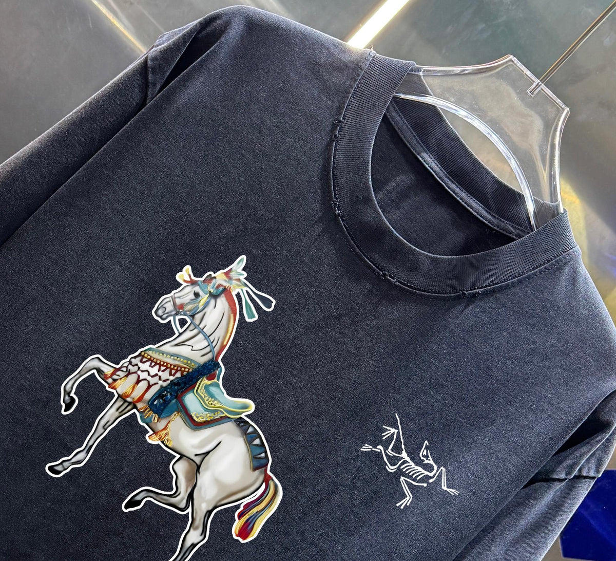 3D color blocked embroidery 🪡 Letter LOGO Phantom Spray Printed T-shirt