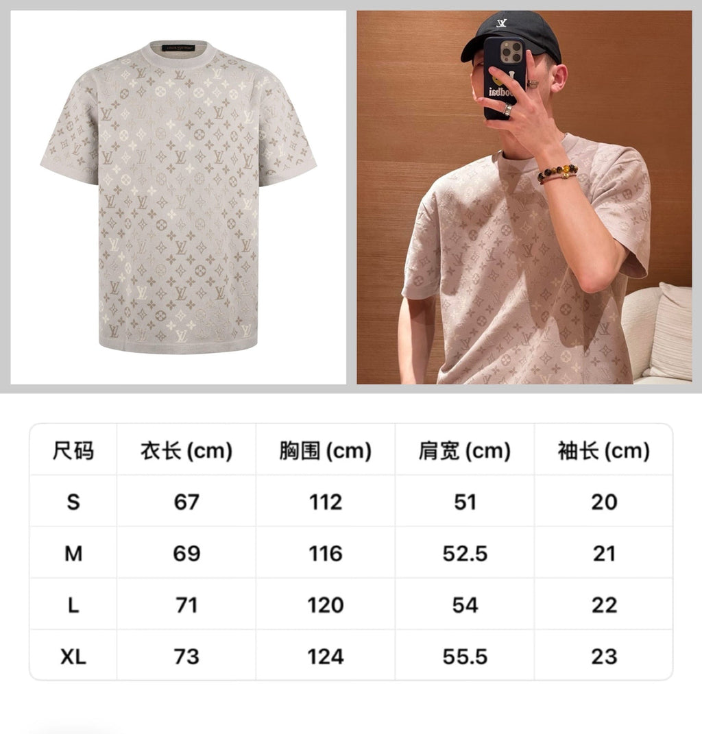 Jacquard round neck shirt size