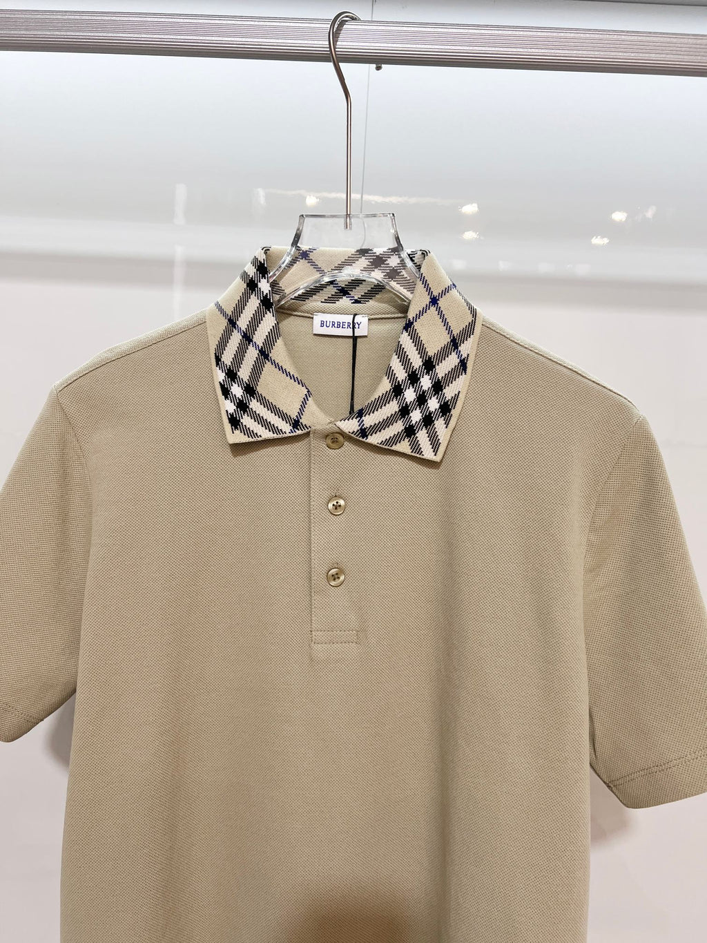 Color blocked flat collar classic plaid collar letter polo shirt