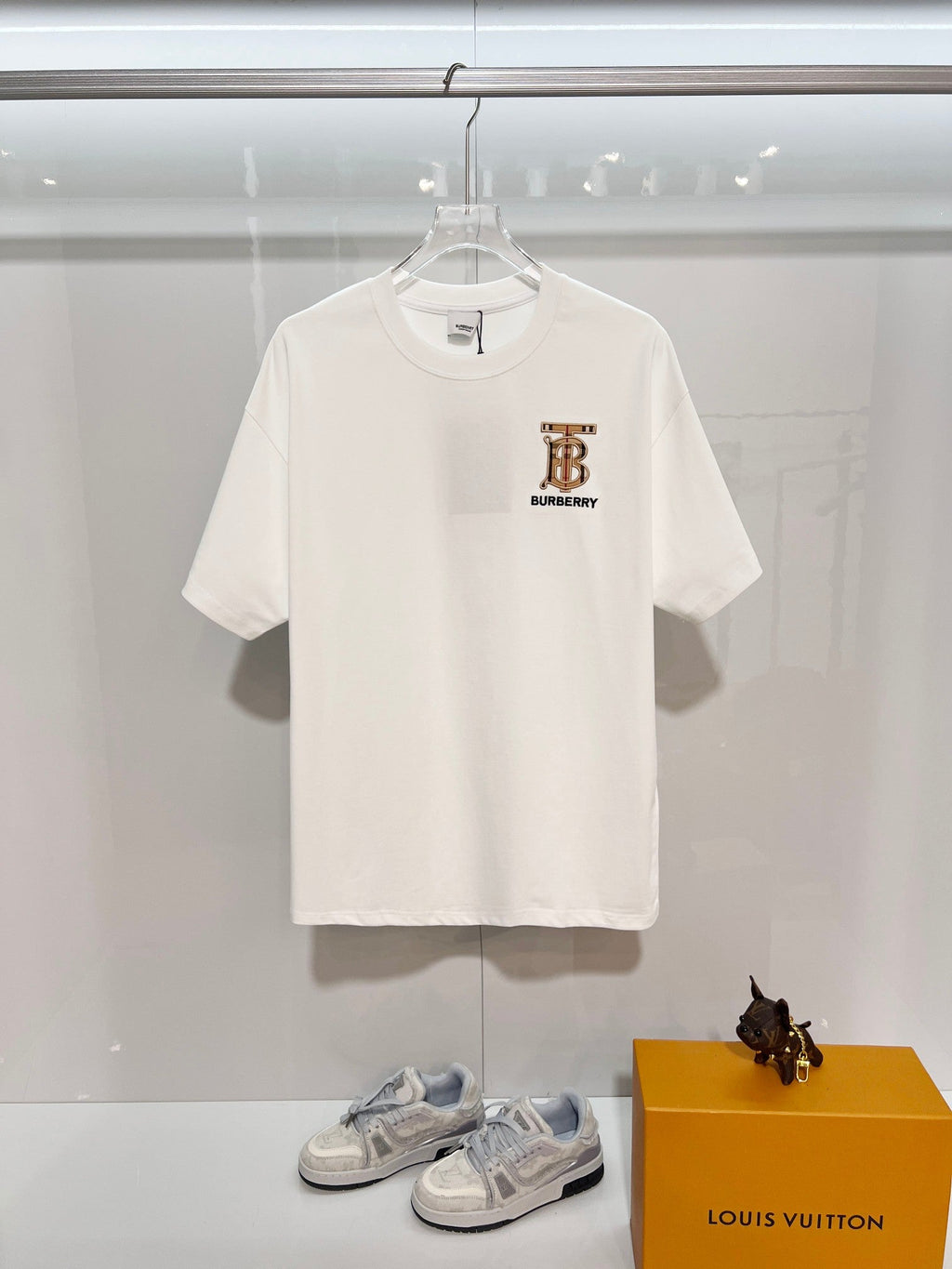 Classic plaid embroidered letter short sleeved t-shirt