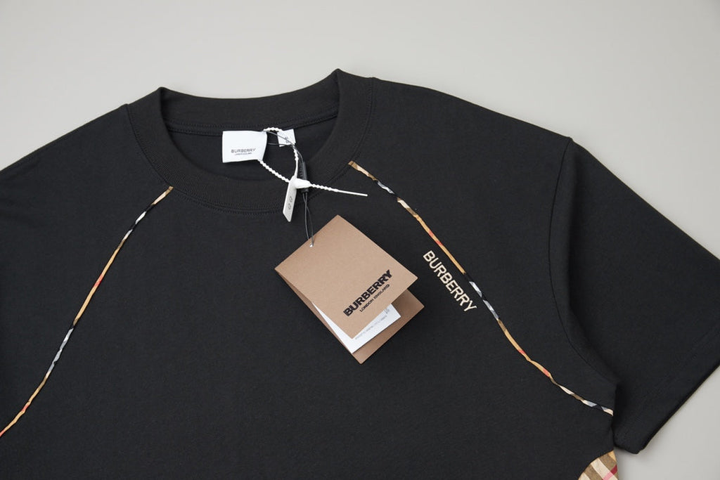 Light luxury checkered patchwork embroidered T-shirt