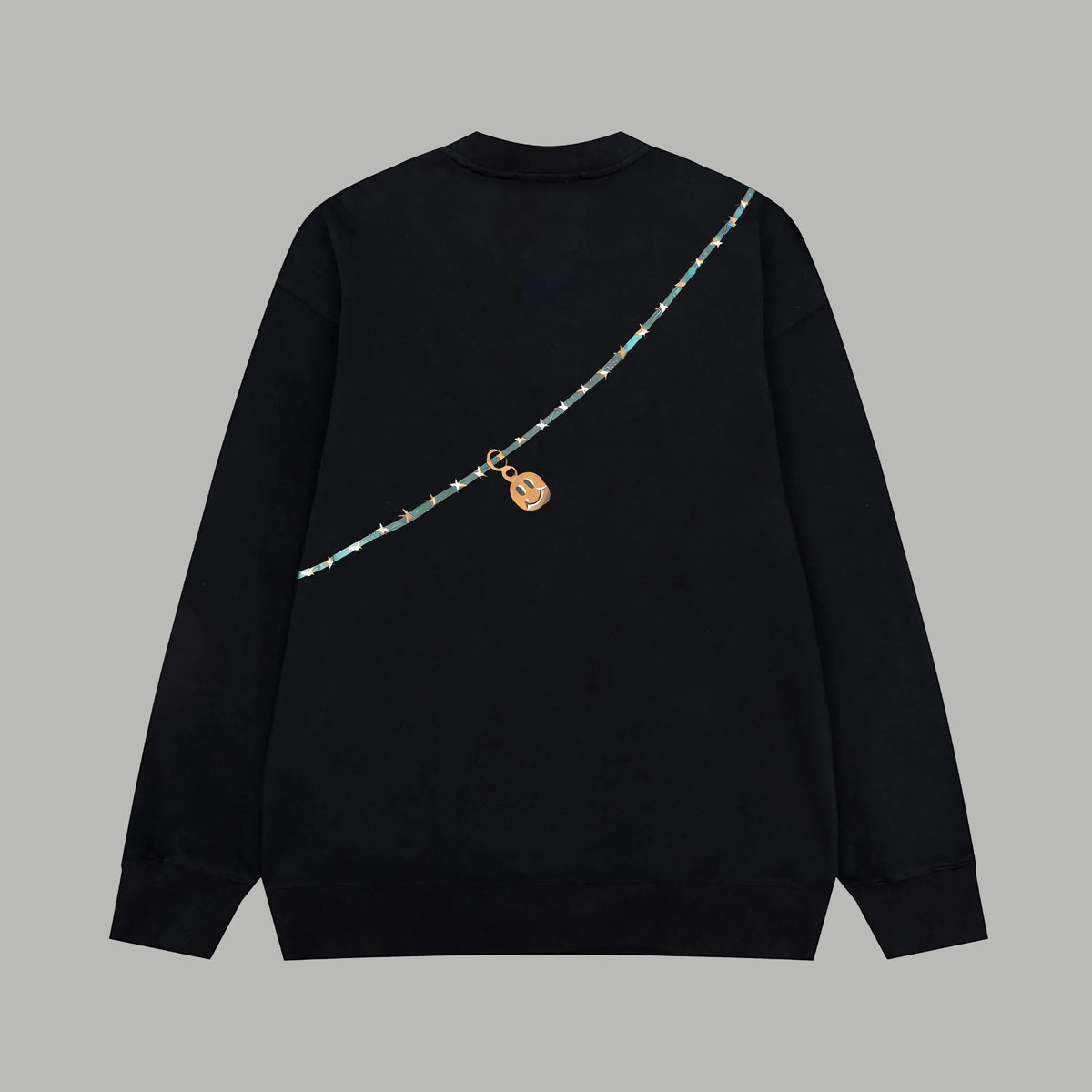 Printed looped long sleeved hoodie