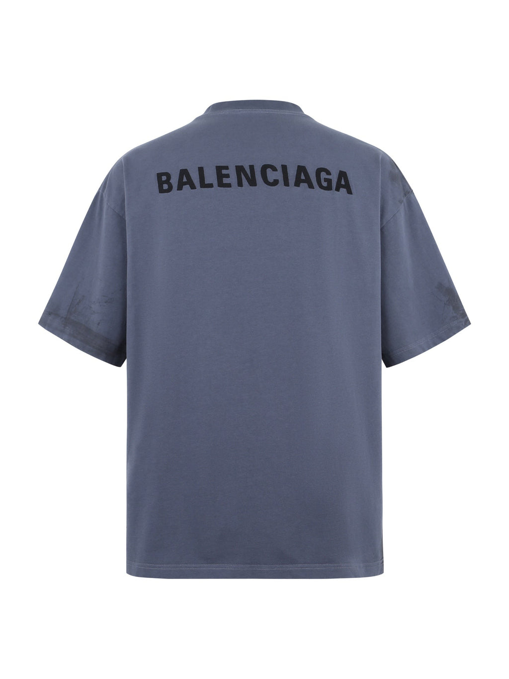 Color fading effect round neck embroidered short sleeved T-shirt