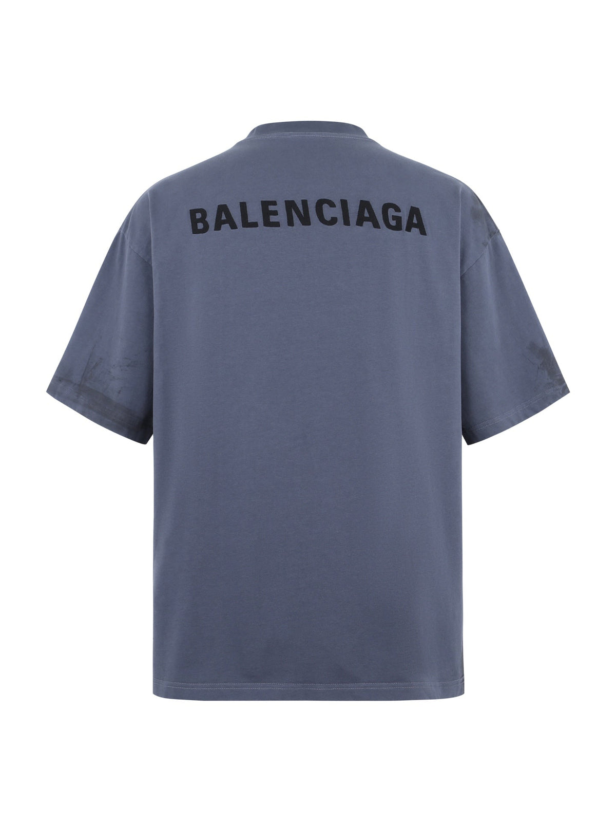 Color fading effect round neck embroidered short sleeved T-shirt