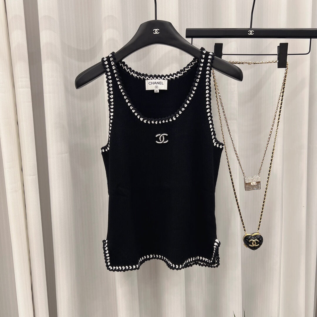 Combed Cotton Hand-crocheted Knitted Vest