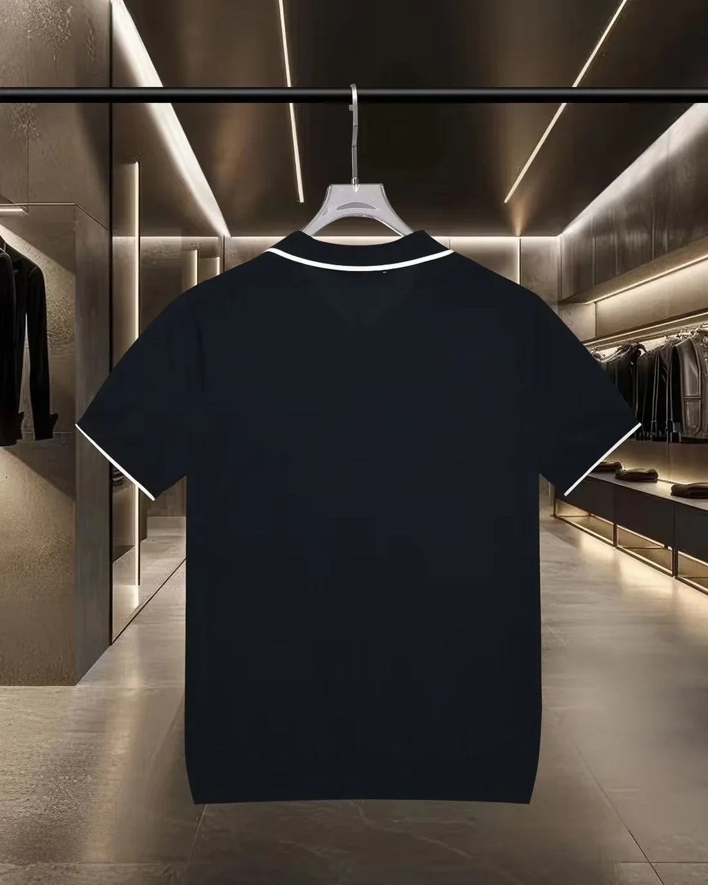 New embroidered knitted short sleeved polo shirt