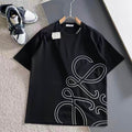 Grid Pattern Embroidered T-Shirt
