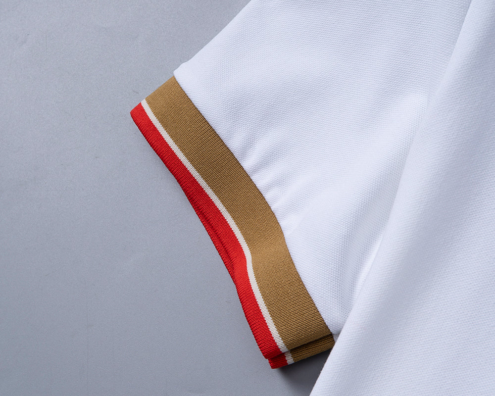 Silk pearl fabric lapel T-shirt