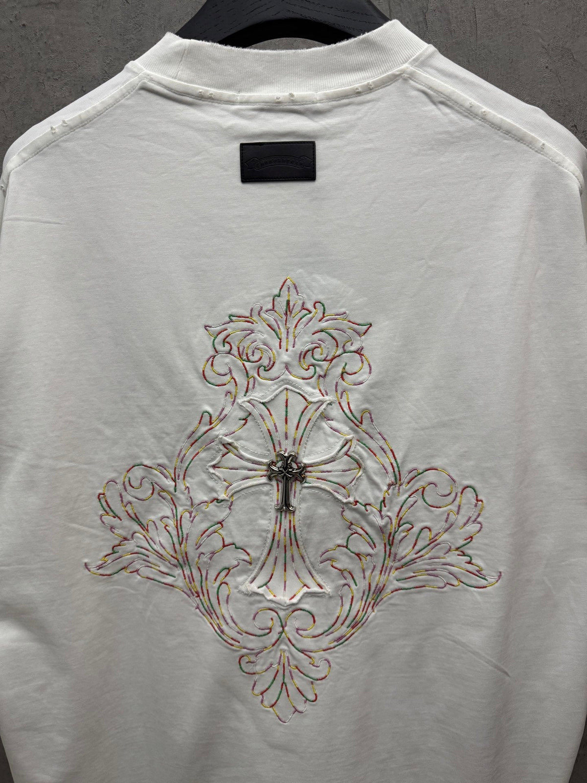 Embroidered couple short sleeved fabric with colored thread