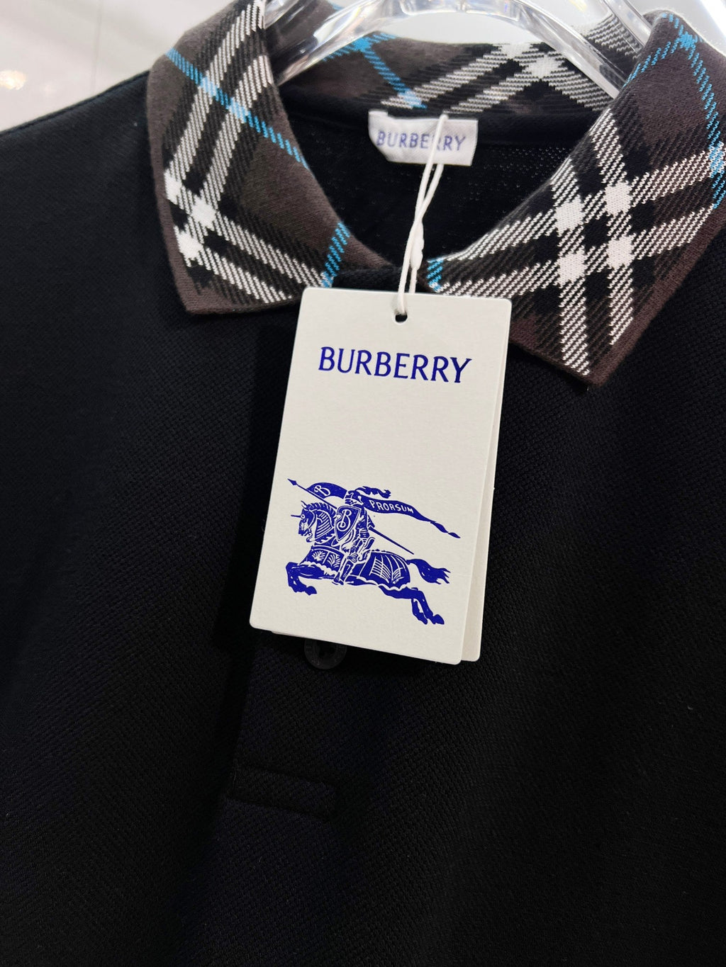 Color blocked flat collar classic plaid collar letter polo shirt