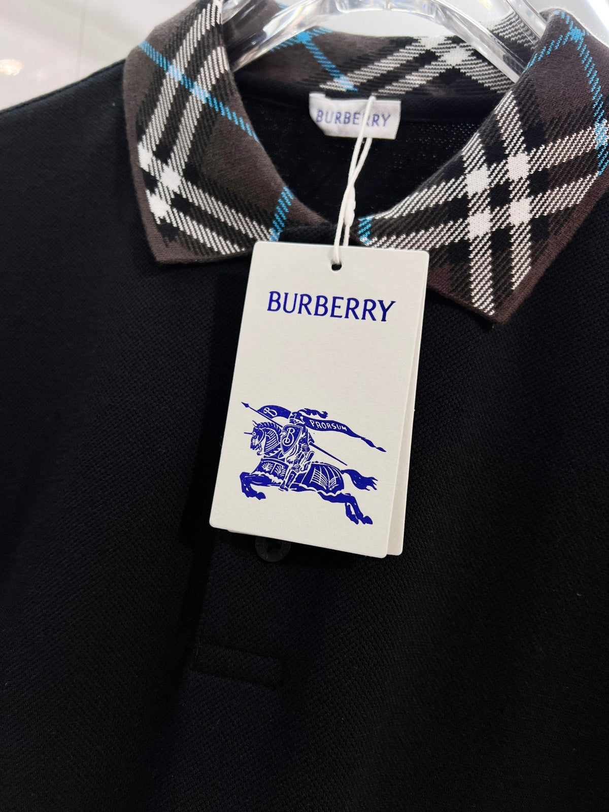 Color blocked flat collar classic plaid collar letter polo shirt
