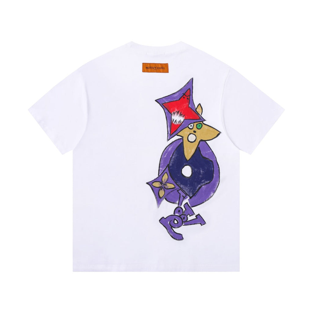 Hand drawn graffiti, splashed ink letters, logo, short sleeved t-shirt