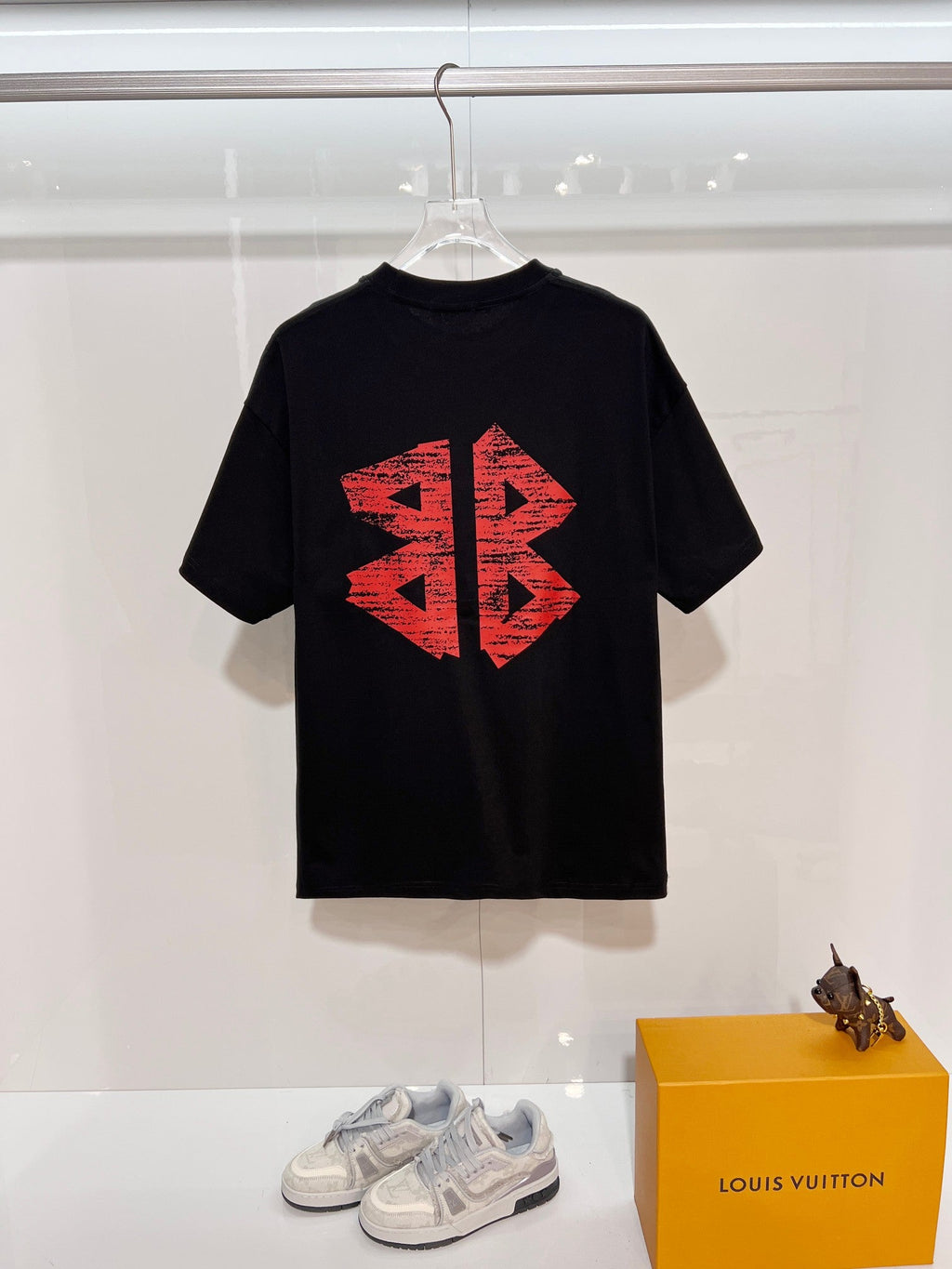 Wear and tear double-B printed letter round neck T-shirt