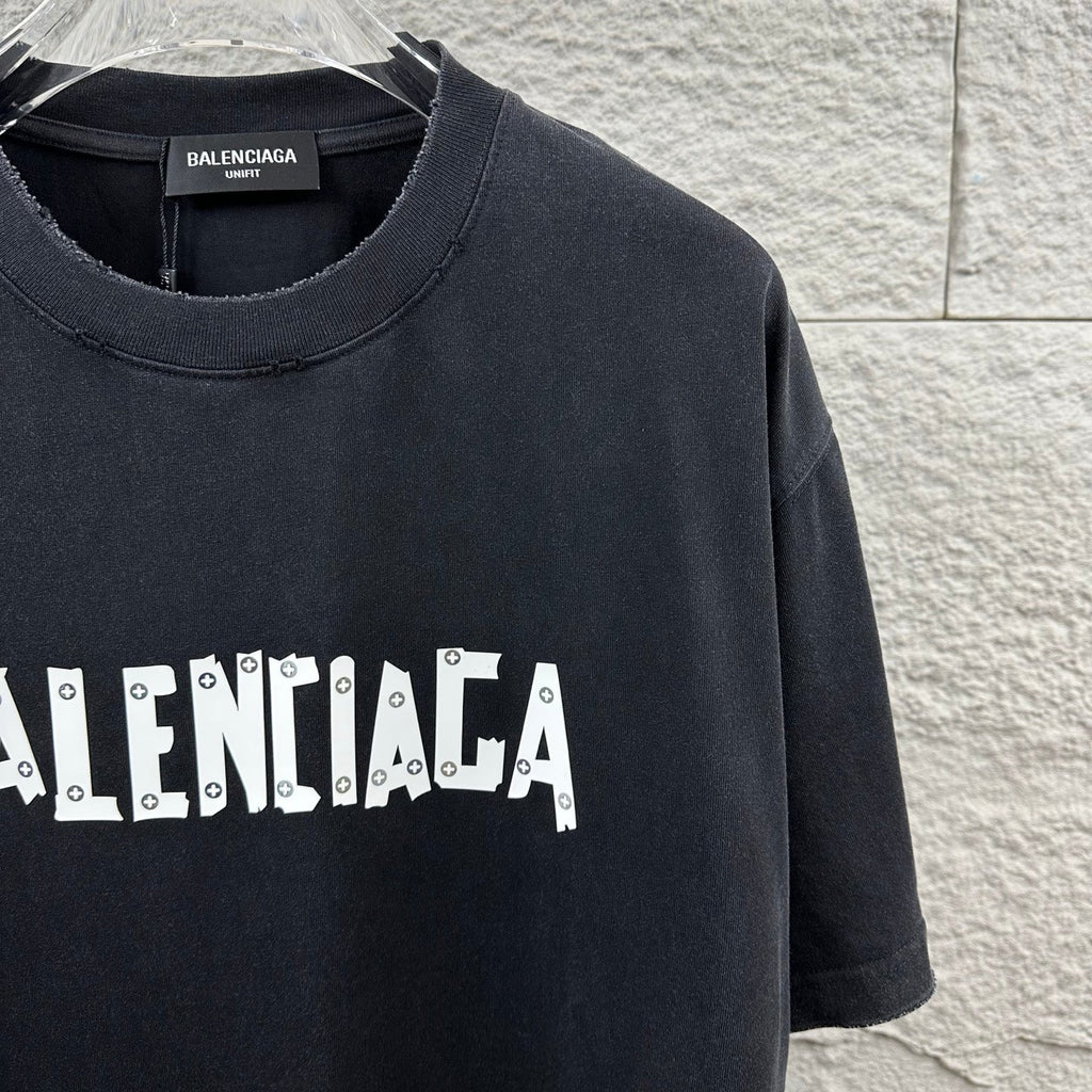 Hot stamping+hot drilling process pure cotton fabric short sleeved T-shirt for both men and women