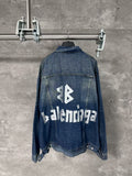 Silver tape printed denim jacket