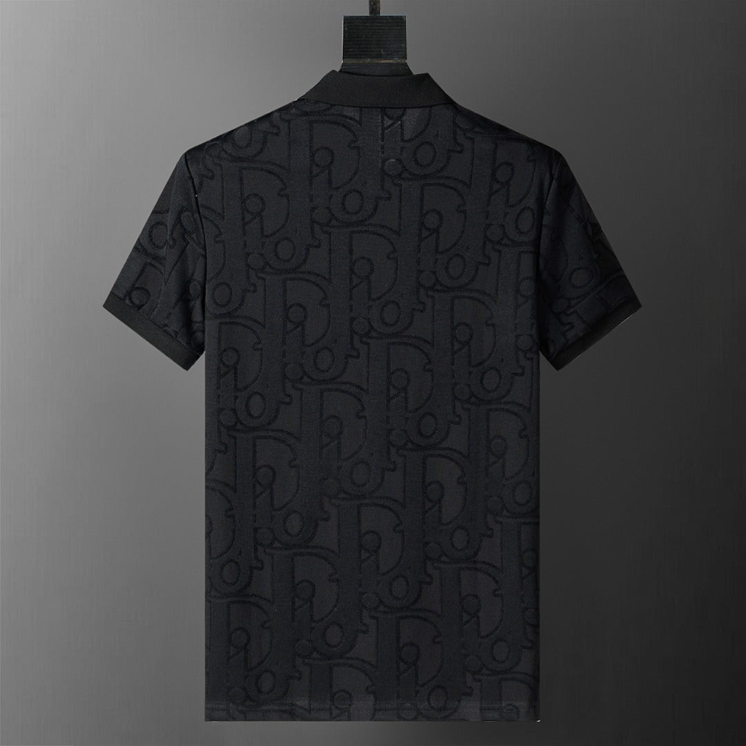 Knitted jacquard fabric lapel T-shirt