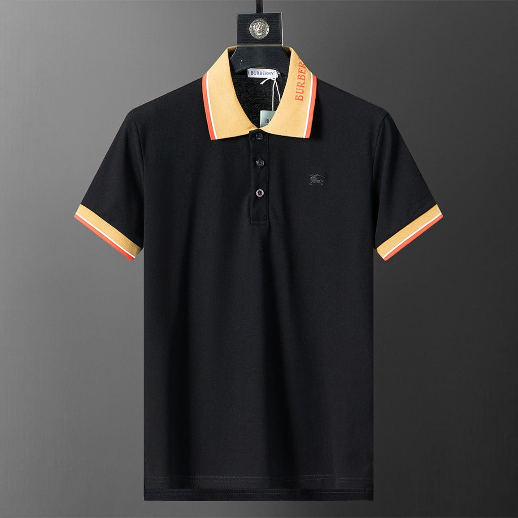 Silk pearl fabric lapel T-shirt