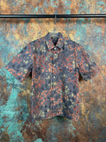 Leopard print camouflage LOGO lapel single breasted short sleeved shirt