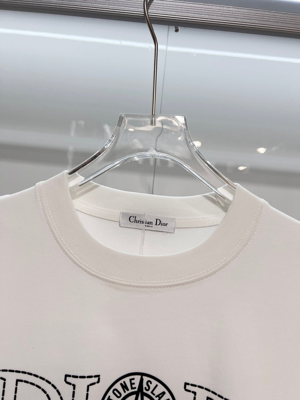 Classic dotted printed letter round neck T-shirt