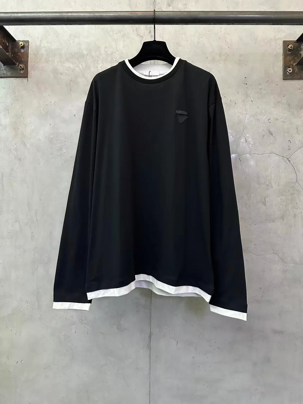 New fabric label fake two-piece base long sleeved shirt