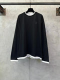 New fabric label fake two-piece base long sleeved shirt